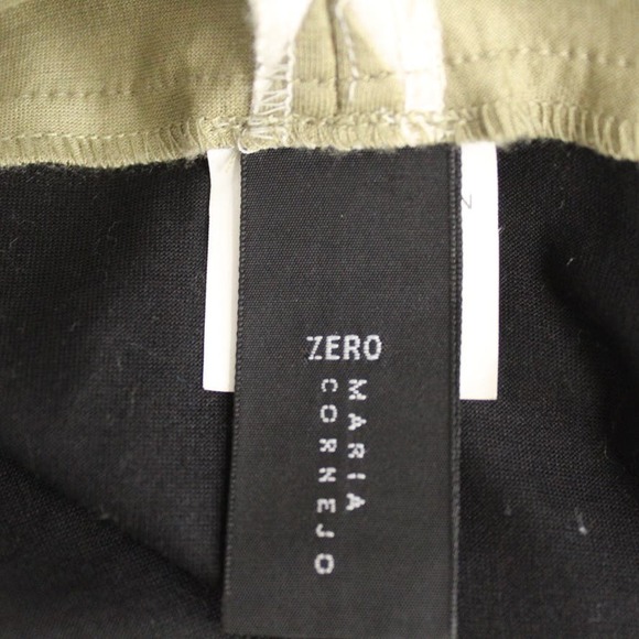 Zero + Maria Cornejo Size 8 Color Block Top Blouse Green Black White Batwing - Picture 5 of 6